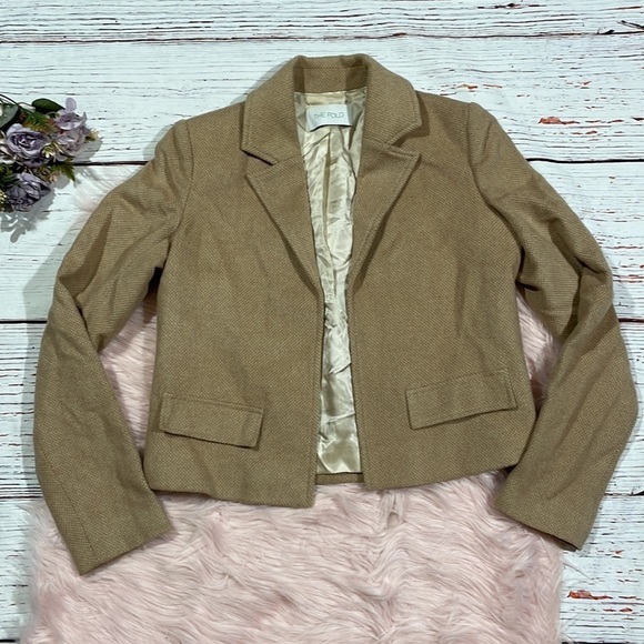 The Fold Virgin Camel Wool Camel Academia Cropped Blazer